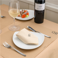 Image SERVIETTES ECOLABEL 2 PLIS 'PAPER PACK' 18 G/M2 33x33 CM NATUREL OUATE RECYCLÉE (2400 UNITÉ) #3