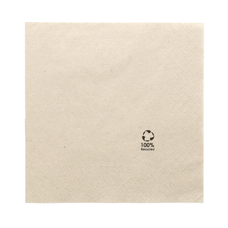 Image SERVIETTES ECOLABEL 2 PLIS 'PAPER PACK' 18 G/M2 39x39 CM NATUREL OUATE RECYCLÉE (1600 UNITÉ) #1