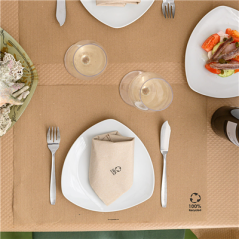 Image SERVIETTES ECOLABEL 2 PLIS 'PAPER PACK' 18 G/M2 39x39 CM NATUREL OUATE RECYCLÉE (1600 UNITÉ) #3