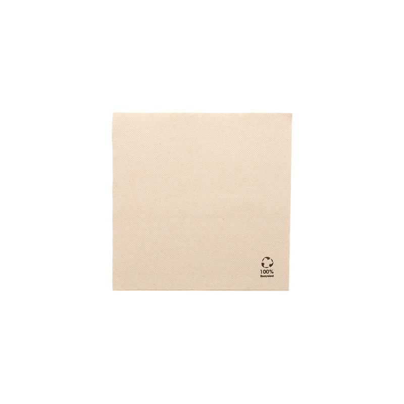 SERVIETTES ECOLABEL DOUBLE POINT 'PAPER PACK' 19 G/M2 39x39 CM NATUREL OUATE RECYCLÉE (1200 UNITÉ)