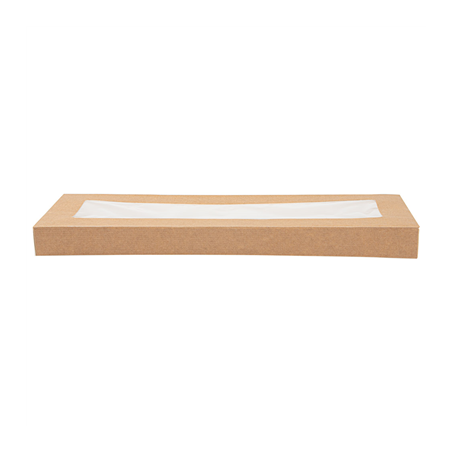 COUVERCLES AVEC FENÊTRE POUR BOÎTES 254.66 'THEPACK' 240 G/M2 11x30x2 CM NATUREL CARTON ONDULÉ NANO-MICRO (200 UNITÉ)