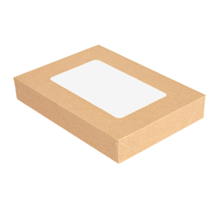 Image COUVERCLES AVEC FENÊTRE POUR BOÎTES 254.78 'THEPACK' 240 G/M2 11x15x2 CM NATUREL CARTON ONDULÉ NANO-MICRO (200 UNITÉ) #1
