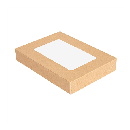 Image COUVERCLES AVEC FENÊTRE POUR BOÎTES 254.78 'THEPACK' 240 G/M2 11x15x2 CM NATUREL CARTON ONDULÉ NANO-MICRO (200 UNITÉ) #1