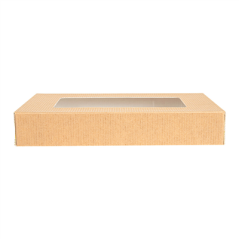 COUVERCLES AVEC FENÊTRE POUR BOÎTES 254.78 'THEPACK' 240 G/M2 11x15x2 CM NATUREL CARTON ONDULÉ NANO-MICRO (200 UNITÉ)