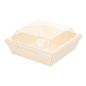 Image COMBO BARQUETTES + COUVERCLES PET  12x12x3,5 CM NATUREL BOIS (200 UNITÉ) #1
