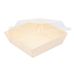 Image COMBO BARQUETTES + COUVERCLES PET  12x12x3,5 CM NATUREL BOIS (200 UNITÉ) #3