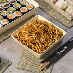 Image COMBO BARQUETTES + COUVERCLES PET  12x12x3,5 CM NATUREL BOIS (200 UNITÉ) #4