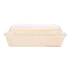 COMBO BARQUETTES + COUVERCLES PET 16x12x3,6 CM NATUREL BOIS (200 UNITÉ)