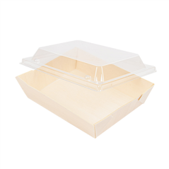 Image COMBO BARQUETTES + COUVERCLES PET  16x12x3,6 CM NATUREL BOIS (200 UNITÉ) #3