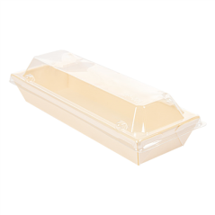 Image COMBO BARQUETTES + COUVERCLES PET 19x7x3,5 CM NATUREL BOIS (200 UNITÉ) #1