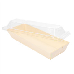 Image COMBO BARQUETTES + COUVERCLES PET  19x7x3,5 CM NATUREL BOIS (200 UNITÉ) #3