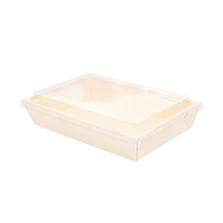 Image COMBO BARQUETTES + COUVERCLES PET  21,5x14,5x4 CM NATUREL BOIS (200 UNITÉ) #1