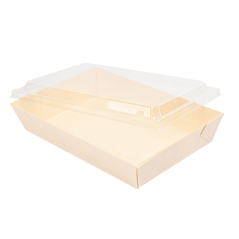 Image COMBO BARQUETTES + COUVERCLES PET  21,5x14,5x4 CM NATUREL BOIS (200 UNITÉ) #3