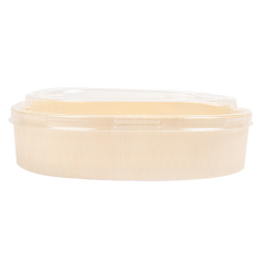 COMBO RÉCIPIENTS + COUVERCLES PET 19,3x14,5x4,5 CM NATUREL BOIS (100 UNITÉ)