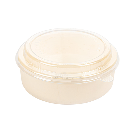 Image COMBO RÉCIPIENTS + COUVERCLES PET  Ø15,5x4,5 CM NATUREL BOIS (100 UNITÉ) #1