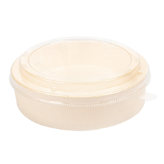 Image COMBO RÉCIPIENTS + COUVERCLES PET Ø17,5x4,5 CM NATUREL BOIS (100 UNITÉ) #1