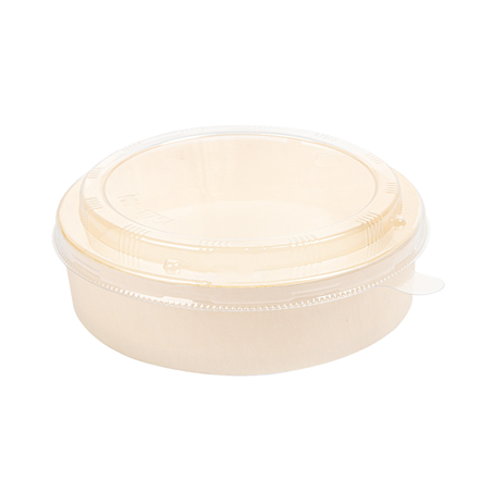 Image COMBO RÉCIPIENTS + COUVERCLES PET  Ø17,5x4,5 CM NATUREL BOIS (100 UNITÉ) #1