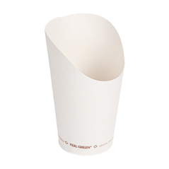 Image GOBELETS À FRITES OUVERT 'COMPOSTABLE' 16 OZ - 480 ML 242 G/M2 Ø8,5x13,5 CM BLANC CARTON (1000 UNITÉ) #1