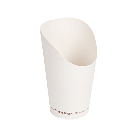 Image GOBELETS À FRITES OUVERT 'COMPOSTABLE' 16 OZ - 480 ML 242 G/M2 Ø8,5x13,5 CM BLANC CARTON (1000 UNITÉ) #1