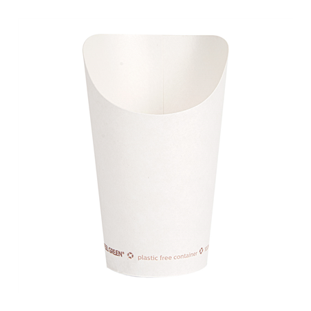 GOBELETS À FRITES OUVERT 'COMPOSTABLE' 16 OZ - 480 ML 242 G/M2 Ø8,5x13,5 CM BLANC CARTON (1000 UNITÉ)