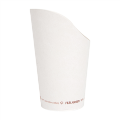 Image GOBELETS À FRITES OUVERT 'COMPOSTABLE' 16 OZ - 480 ML 242 G/M2 Ø8,5x13,5 CM BLANC CARTON (1000 UNITÉ) #3