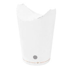 Image GOBELETS À FRITES AVEC FERMETURE 'COMPOSTABLE' 16 OZ - 480 ML 242 G/M2 8,5x14 CM BLANC CARTON (1000 UNITÉ) #1