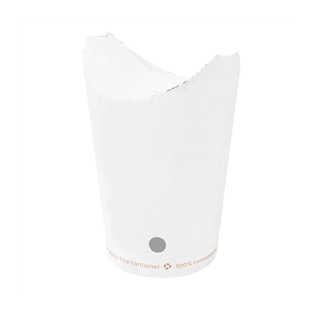 Image GOBELETS À FRITES AVEC FERMETURE 'COMPOSTABLE' 16 OZ - 480 ML 242 G/M2 8,5x14 CM BLANC CARTON (1000 UNITÉ) #1