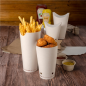 Image GOBELETS À FRITES AVEC FERMETURE 'COMPOSTABLE' 16 OZ - 480 ML 242 G/M2 8,5x14 CM BLANC CARTON (1000 UNITÉ) #3