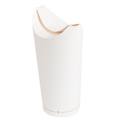 Image GOBELETS À FRITES AVEC FERMETURE 'COMPOSTABLE' 22 OZ - 660 ML 242 G/M2 8,5x18 CM BLANC CARTON (1000 UNITÉ) #1