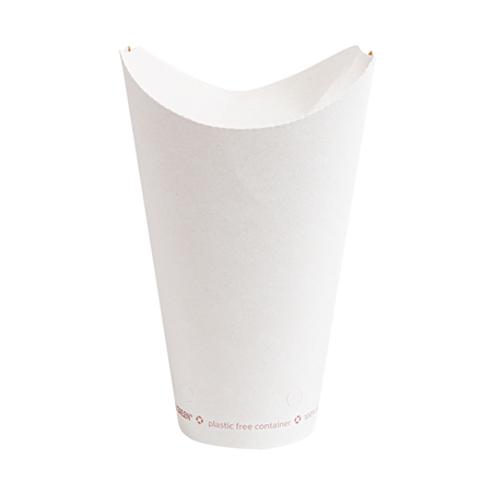 GOBELETS À FRITES AVEC FERMETURE 'COMPOSTABLE' 22 OZ - 660 ML 242 G/M2 8,5x18 CM BLANC CARTON (1000 UNITÉ)