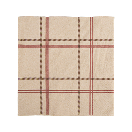Image SERVIETTES ECOLABEL 2 PLIS P. 1/4 'TARTAN' 18 G/M2 40x40 CM NATUREL OUATE RECYCLÉE (1600 UNITÉ) #1