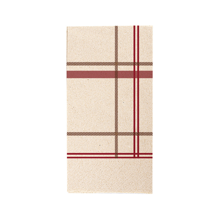Image SERVIETTES ECOLABEL 2 PLIS P. 1/8 'TARTAN' 18 G/M2 40x40 CM NATUREL OUATE RECYCLÉE (1800 UNITÉ) #1