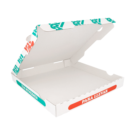 BOÎTES PIZZA MICROCANNELURE 100% VIERGE  340 G/M2 29x29x3,5 CM BLANC CARTON (100 UNITÉ)
