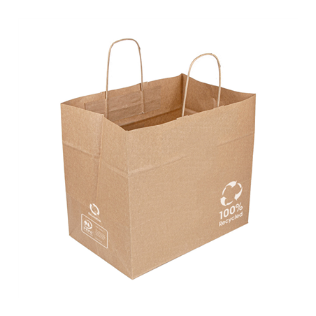 Image SACS SOS TRAITEUR AVEC ANSES  90 G/M2 32+21x28,5 CM NATUREL KRAFT (250 UNITÉ) #1