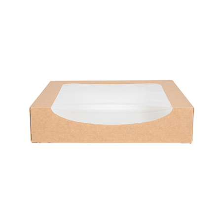 RÉCIPIENTS SUSHI+FÊNETRE 'THEPACK' 220 G/M2 + OPP 23x23x5 CM MARRON CARTON ONDULÉ NANO-MICRO (300 UNITÉ)