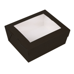 Image BOÎTES AVEC FENÊTRE 'THEPACK' 1350 ML 230 G/M2 + OPP 15,3x12,1x6,4 CM NOIR CARTON ONDULÉ NANO-MICRO (200 UNITÉ) #1