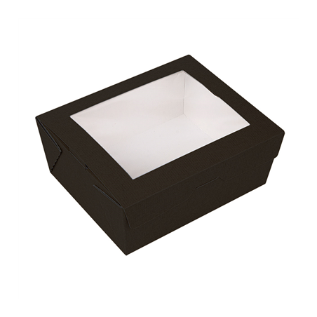 Image BOÎTES AVEC FENÊTRE 'THEPACK' 1350 ML 230 G/M2 + OPP 15,3x12,1x6,4 CM NOIR CARTON ONDULÉ NANO-MICRO (200 UNITÉ) #1