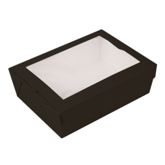 Image BOÎTES AVEC FENÊTRE 'THEPACK' 1980 ML 230 G/M2 + OPP 19,8x14x6,4 CM NOIR CARTON ONDULÉ NANO-MICRO (150 UNITÉ) #1