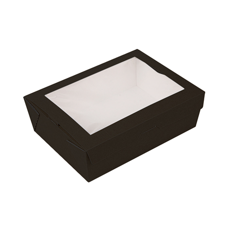 Image BOÎTES AVEC FENÊTRE 'THEPACK' 1980 ML 230 G/M2 + OPP 19,8x14x6,4 CM NOIR CARTON ONDULÉ NANO-MICRO (150 UNITÉ) #1