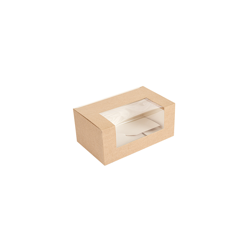 BOÎTES PÂTISSERIES AVEC FENÊTRE 'THEPACK' 240 G/M2 + OPP 11x13x8 CM NATUREL CARTON ONDULÉ NANO-MICRO (800 UNITÉ)