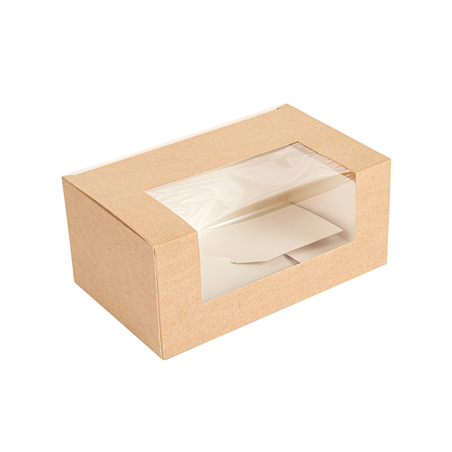 Image BOÎTES PÂTISSERIES AVEC FENÊTRE 'THEPACK' 240 G/M2 + OPP 18x11x8 CM NATUREL CARTON ONDULÉ NANO-MICRO (400 UNITÉ) #1