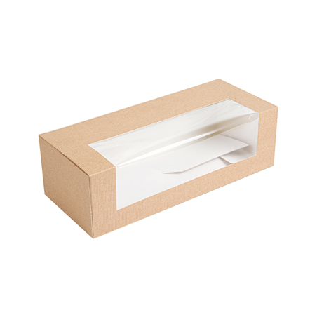 Image BOÎTES PÂTISSERIES AVEC FENÊTRE 'THEPACK' 240 G/M2 + OPP 26x11x8 CM NATUREL CARTON ONDULÉ NANO-MICRO (300 UNITÉ) #1
