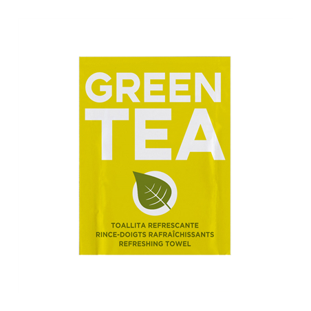 Image RINCE-DOIGTS RAFRAÎCHISSANTS "GREEN TEA"  6x8 CM BLANC CELLULOSE (2000 UNITÉ) #1