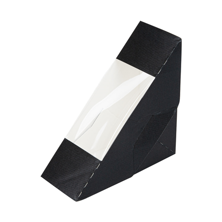 Image BOÎTES SANDWICH AVEC FENÊTRE - SIMPLE 'THEPACK' 230 G/M2 + OPP 12,4x12,4x5,5 CM NOIR CARTON ONDULÉ NANO-MICRO (500 UNITÉ) 