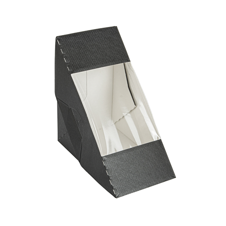 Image BOÎTES SANDWICH AVEC FENÊTRE - DOBLE 'THEPACK' 230 G/M2 + OPP 12,4x12,4x7,5 CM NOIR CARTON ONDULÉ NANO-MICRO (500 UNITÉ) #