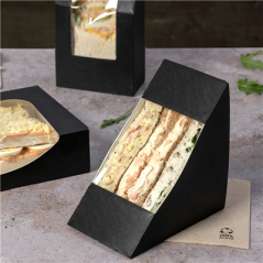 Image BOÎTES SANDWICH AVEC FENÊTRE - DOBLE 'THEPACK' 230 G/M2 + OPP 12,4x12,4x7,5 CM NOIR CARTON ONDULÉ NANO-MICRO (500 UNITÉ) #