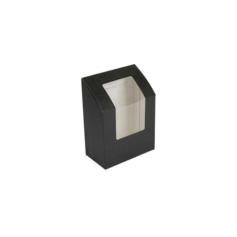 BOÎTES AVEC FENÊTRE POUR "TORTILLA" 'THEPACK' 230 G/M2 + OPP 9,2x5,1x9,2/12,5 CM NOIR CARTON ONDULÉ NANO-MICRO (600 UNITÉ)