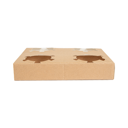 PORTE-GOBELETS 4 GOBELETS PRÉ-DÉCOUPE 'THEPACK' 300 G/M2 19x17x3,5 CM NATUREL CARTON ONDULÉ NANO-MICRO (200 UNITÉ)