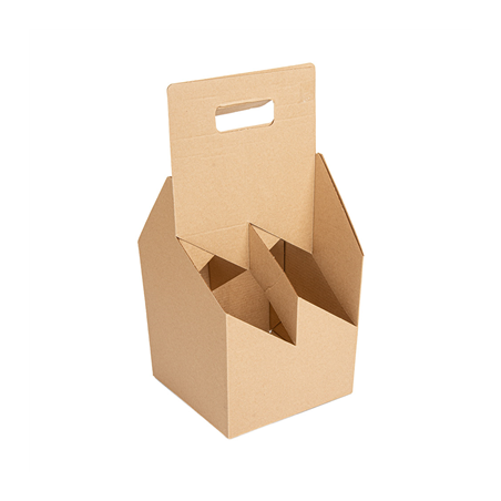 Image PORTE-BOUTEILLES, 4 BOUTEILLES  330 G/M2 15x15x32 CM NATUREL CARTON ONDULÉ MICROCANAL (200 UNITÉ) #1