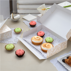 Image BOÎTES CATERING, PLATE 'THEPACK DAMASCO' 250 G/M2 19x28x6 CM BLANC CARTON ONDULÉ NANO-MICRO (100 UNITÉ) #7